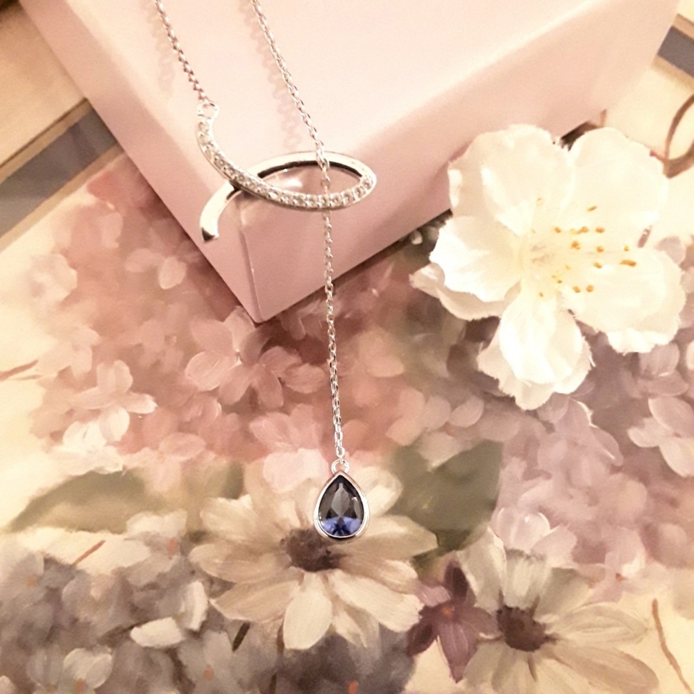 NEW Diamond & Sapphire Lariet Necklace